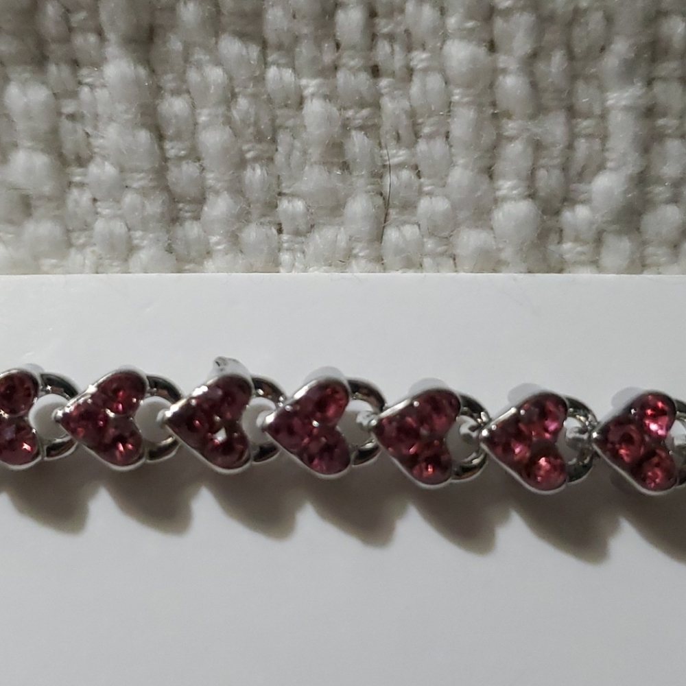 Pink Heart Crystal Infinity Bracelet